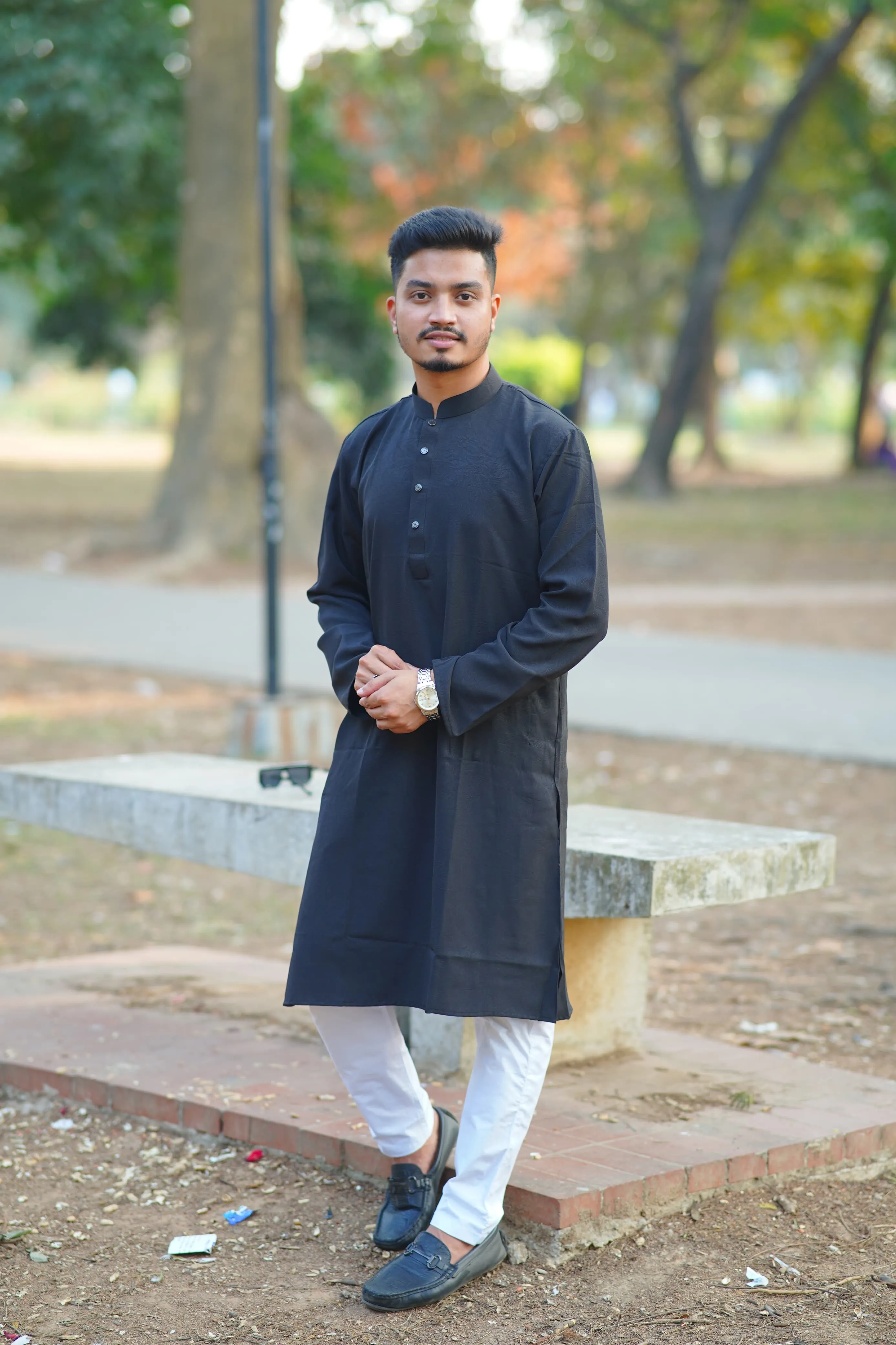 Solid Panjabi ( China Highstich) - Black